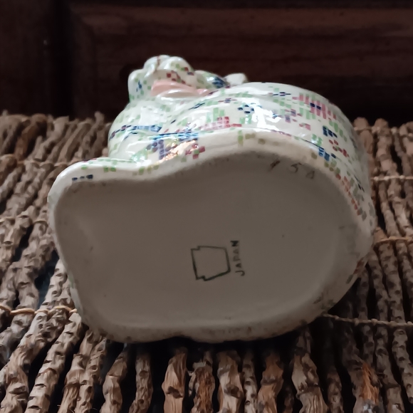 Vintage Ceramic Cat Pottery Patchwork CalicoPlanter utensil pencil holder - Picture 7 of 8